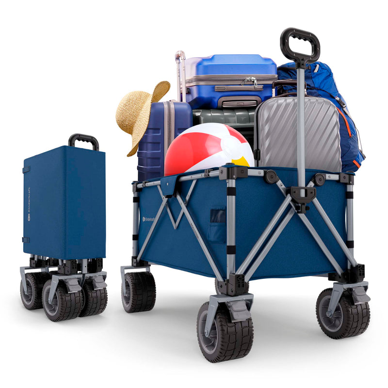 Kinderkraft ROLLSTER Foldable All-Terrain Utility Wagon, Heavy-Duty Collapsible Folding Beach Wagon Cart, 34-Gallon Capacity, Holds 220 lbs