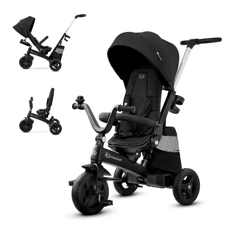 Kinderkraft EASYTWIST 5-in-1 Convertible Toddler Tricycle & Baby Trike with 360° Swivel Seat, Parent Push Handle, 9 Months to 5 Years