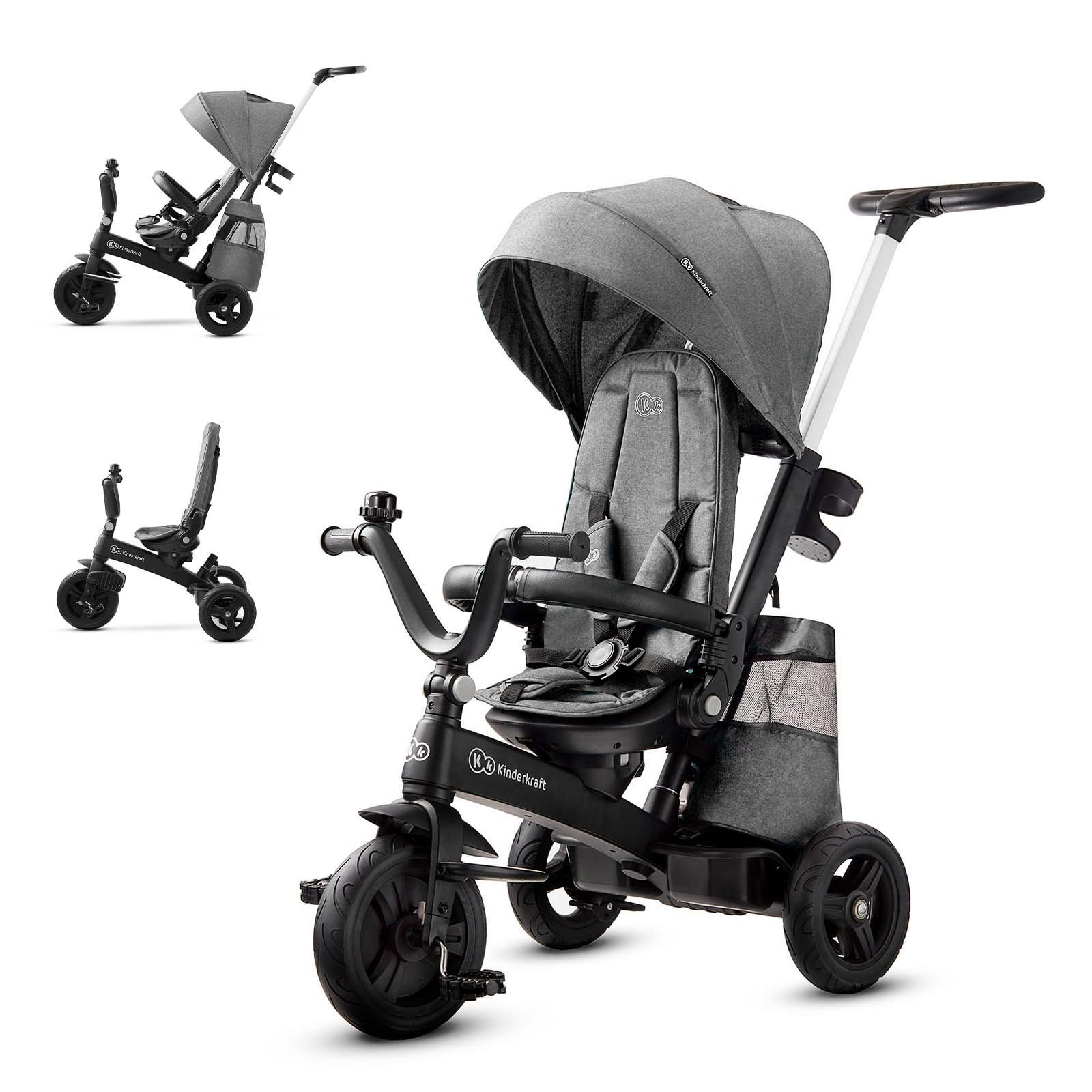 Kinderkraft EasyTwist 5-in-1 toddler tricycle – Grey (view 1)