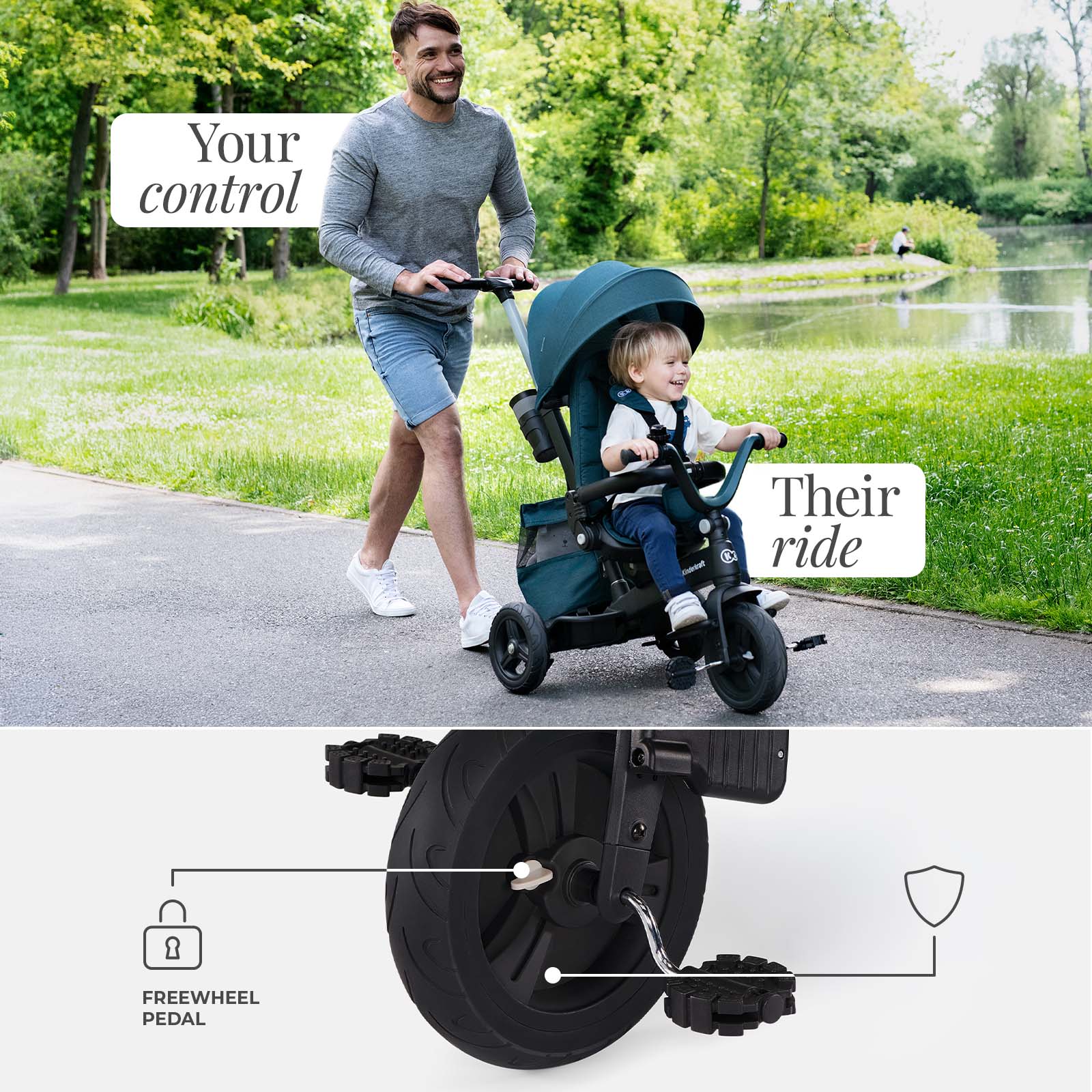 Kinderkraft EasyTwist 5-in-1 toddler tricycle – Grey (view 5)
