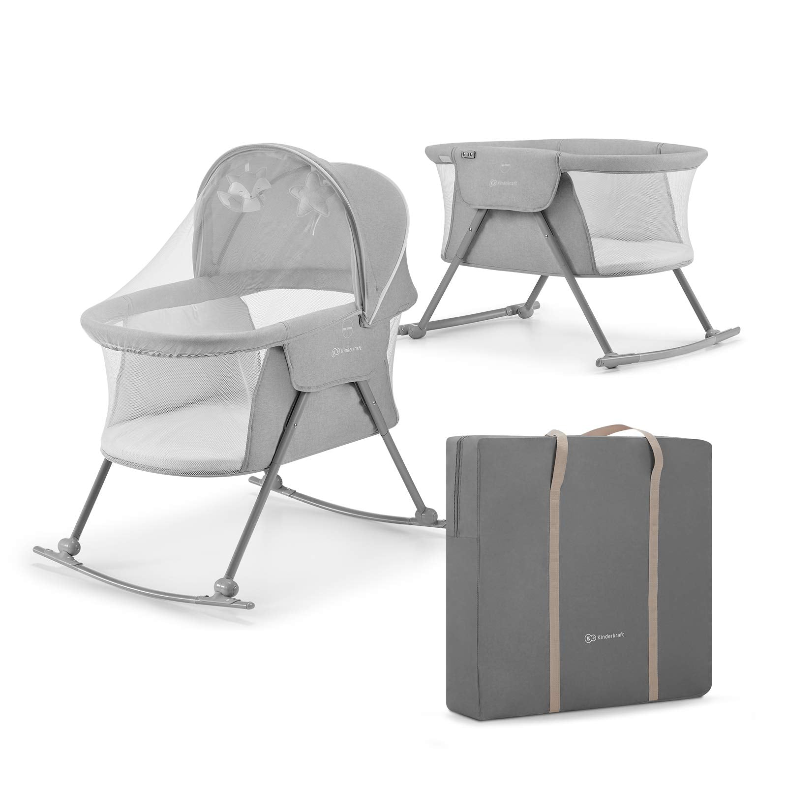Kinderkraft Lovi Portable Travel Bassinet & Bedside Co-Sleeper Crib, Foldable, Up to 20 lbs
