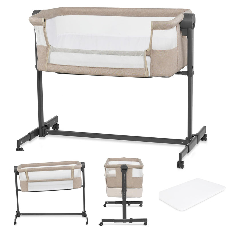 Kinderkraft Neste UP2 Bedside Crib & Co-Sleeper Bassinet, Adjustable 5-Stage Height with Breathable Mesh Sides, Newborn to 20 lbs
