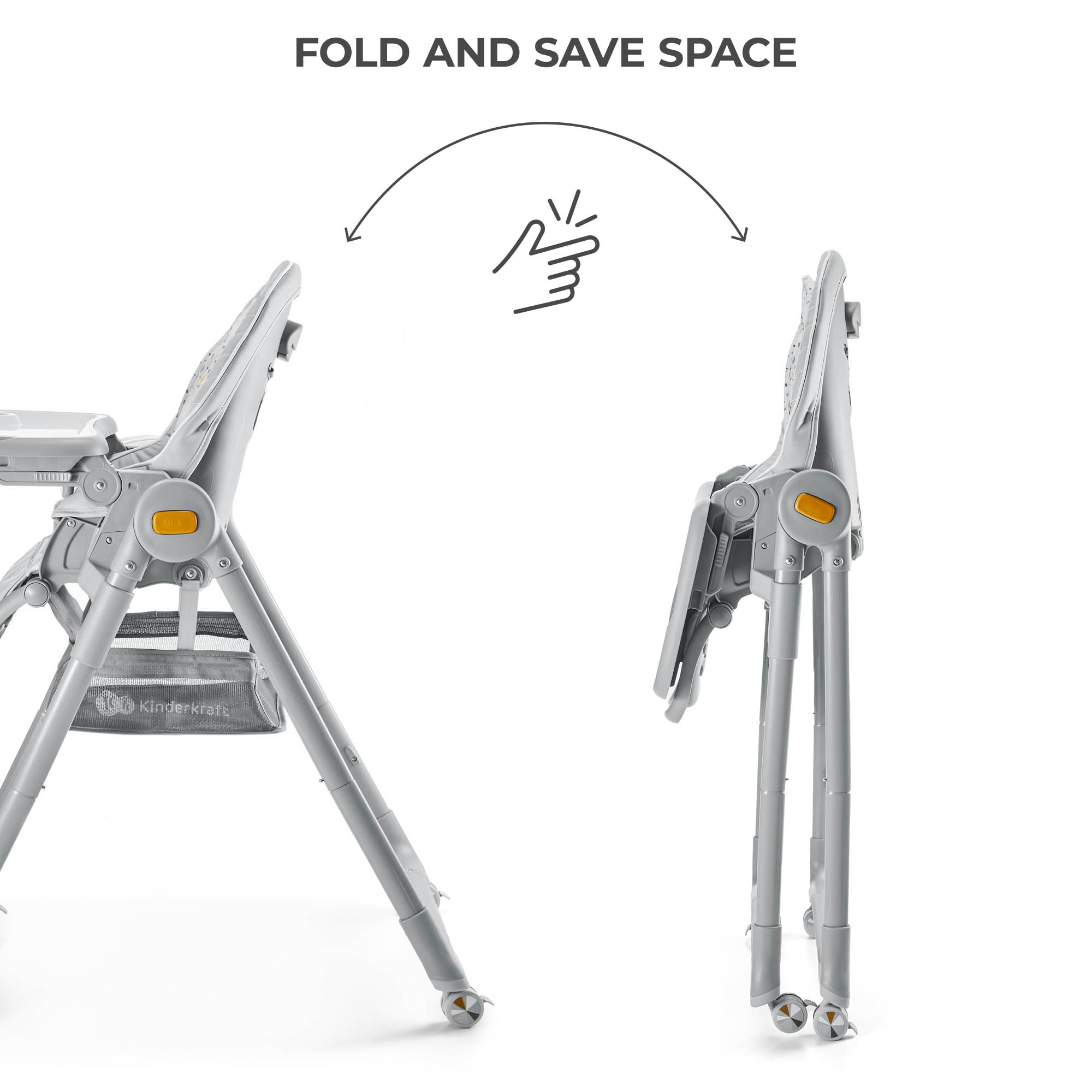 Kinderkraft Lastree 2-in-1 Convertible High Chair & Toddler Chair, Foldable Adjustable Baby Feeding Chair, 6 Months to 5 Years, Up to 33 lbs