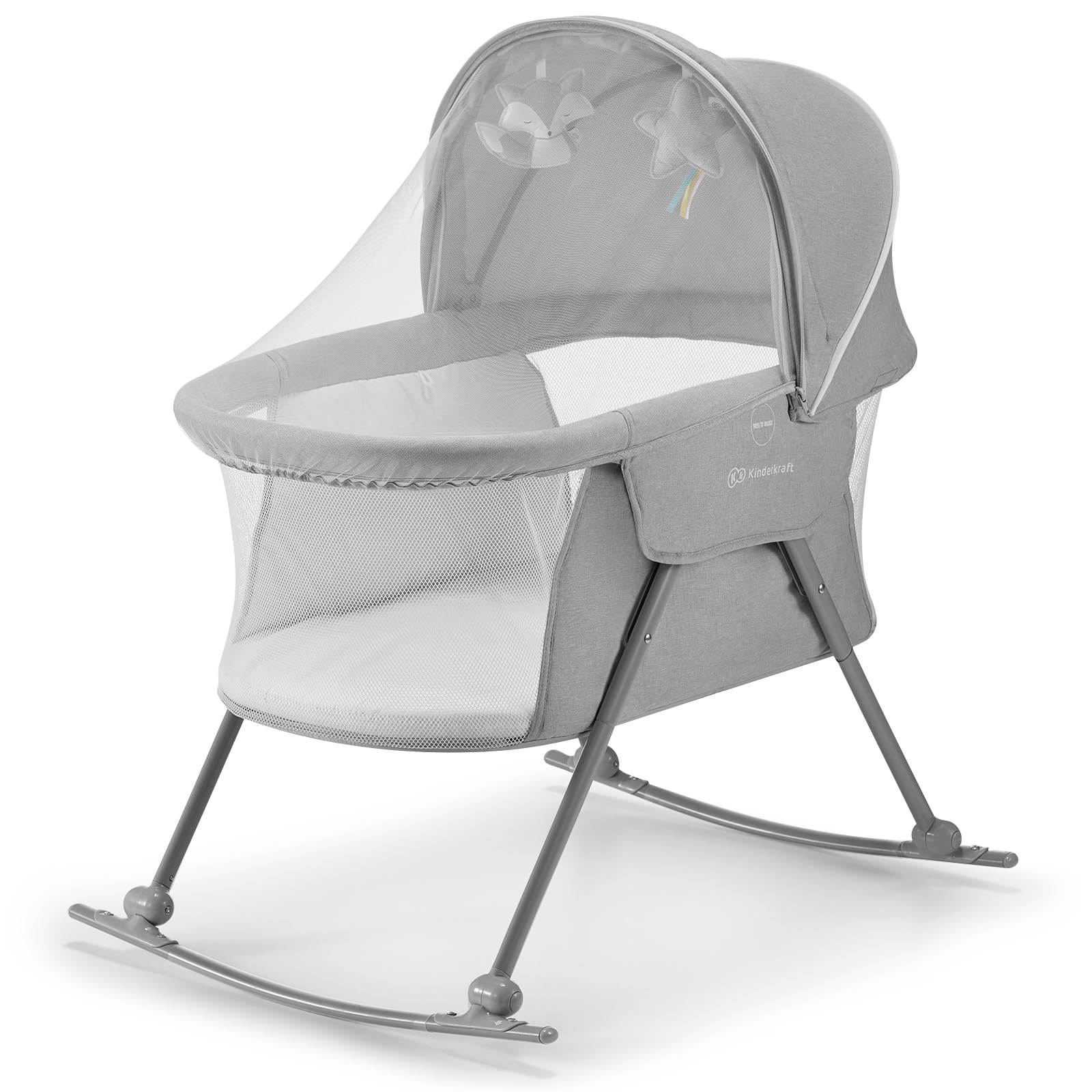 Kinderkraft Lovi Portable Travel Bassinet & Bedside Co-Sleeper Crib, Foldable, Up to 20 lbs