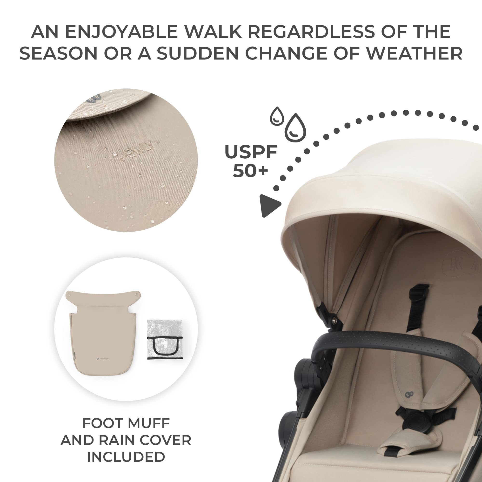 Kinderkraft Newly 2-in-1 Convertible Baby Stroller, Reversible Bassinet Pramette for Infant to Toddler, One-Hand Fold, Up to 48 lbs, Gray