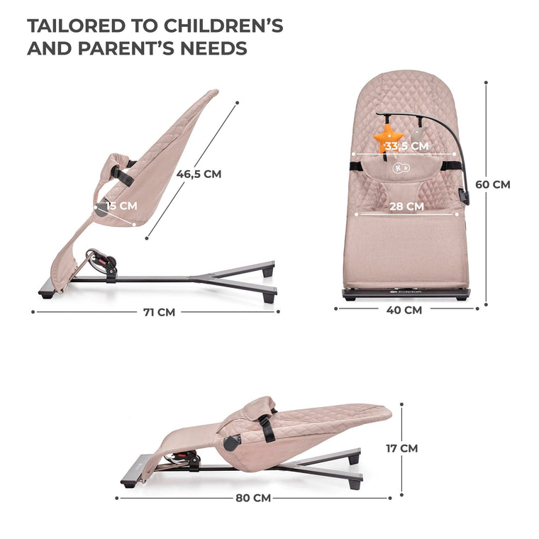 Kinderkraft MIMI Portable Baby Bouncer Seat with Self-Rocking Motion, Foldable Infant Bouncer for Newborn, Up to 13 lbs