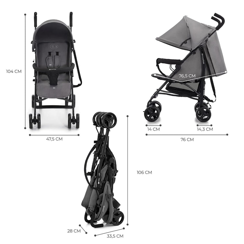 Kinderkraft TIK Lightweight Umbrella Stroller, Compact Travel Stroller for Toddler with One-Hand Fold, Only 14 lbs, 6 Months+