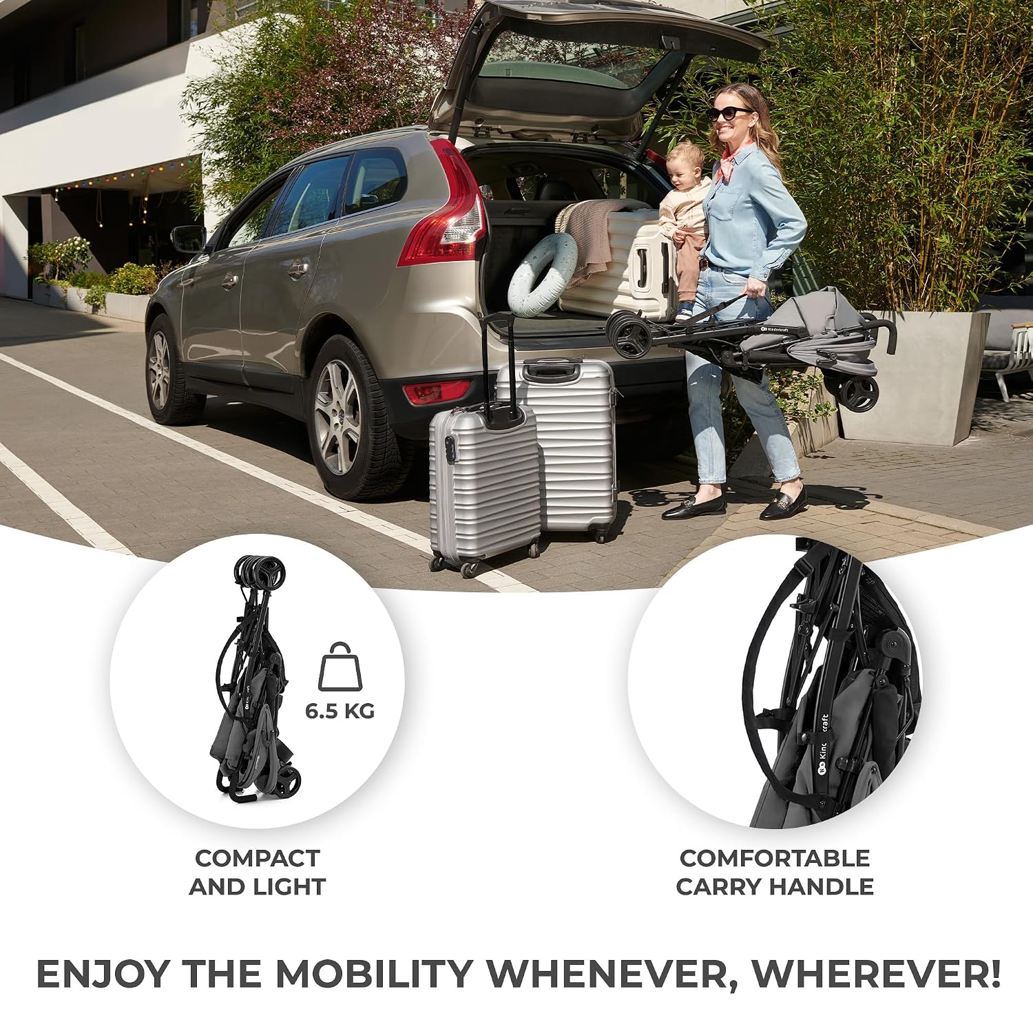 Kinderkraft TIK umbrella stroller folded compact for travel