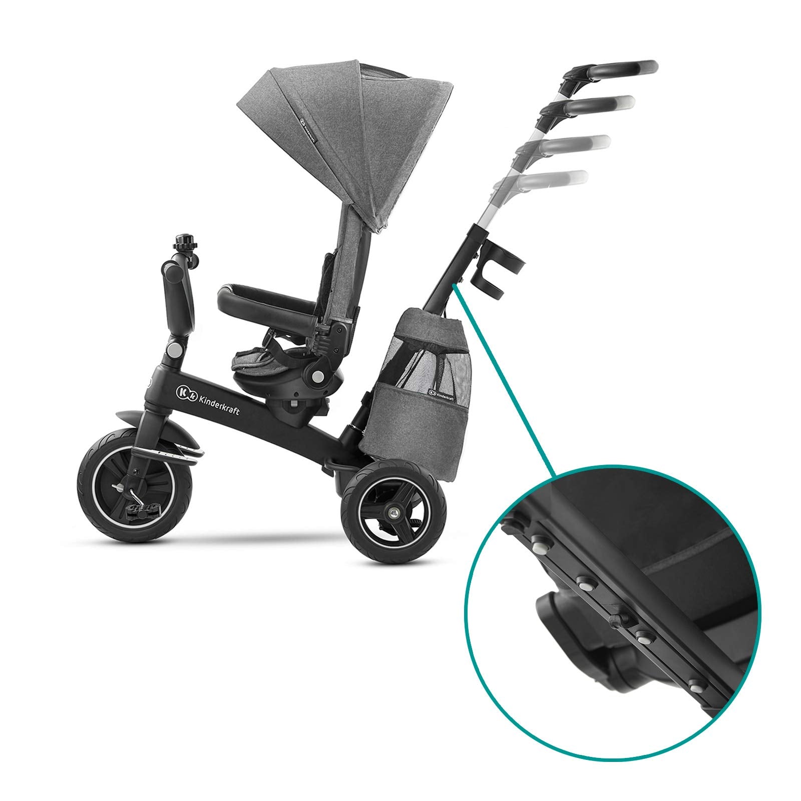 Kinderkraft EasyTwist 5-in-1 Convertible Toddler Tricycle & Baby Trike with 360° Swivel Seat, Parent Push Handle, 9 Months to 5 Years