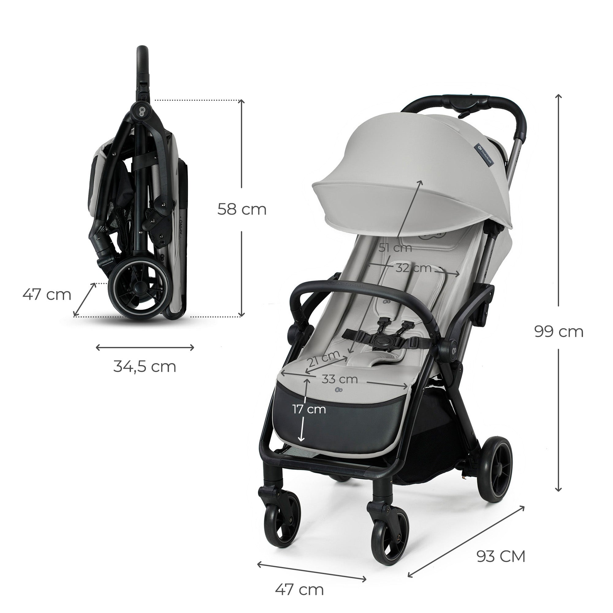 Kinderkraft APINO stroller Dove Grey