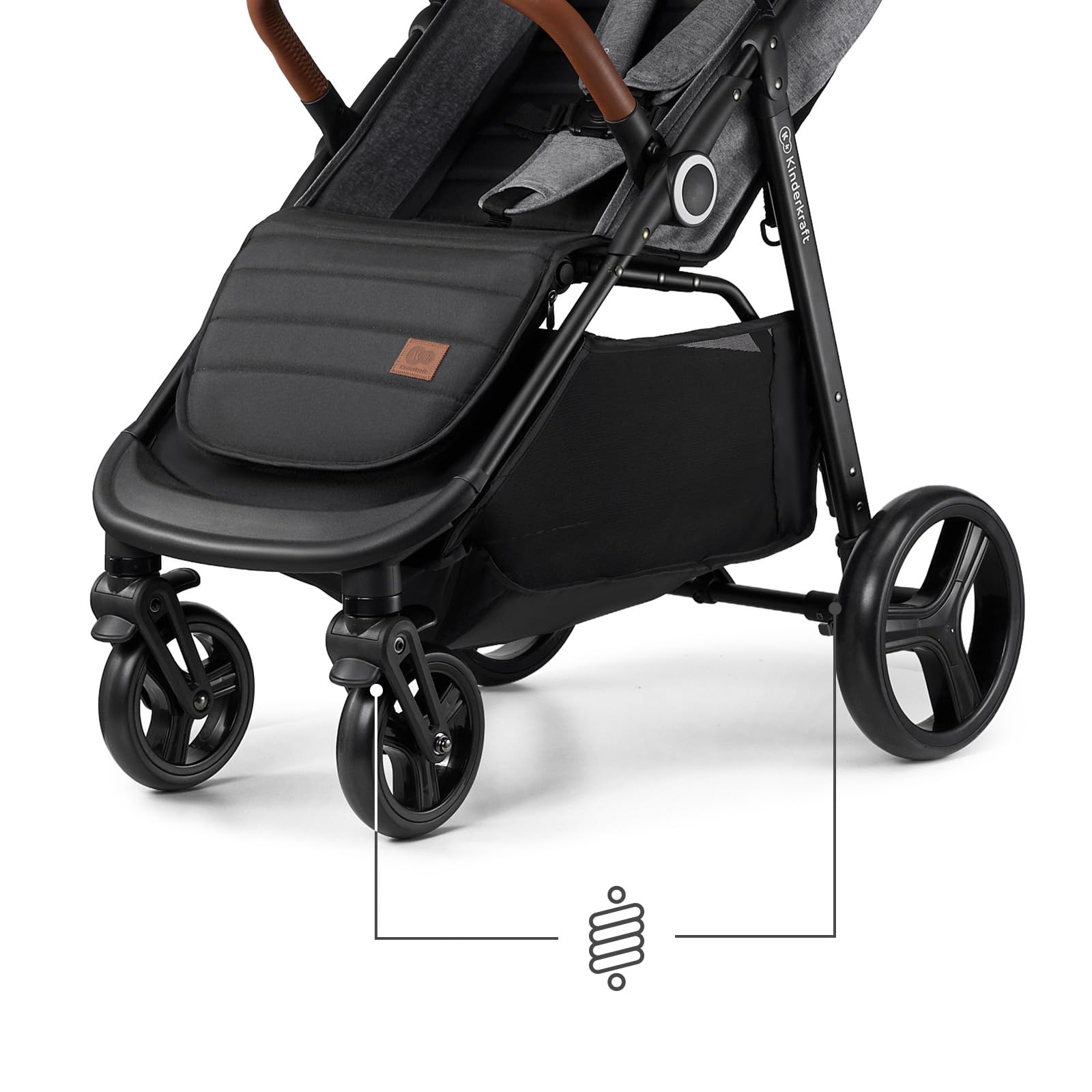 Kinderkraft Grande Plus Full-Size Convertible Baby Stroller with Lie-Flat Recline & Reversible Seat, One-Hand Fold, Newborn to 48 lbs