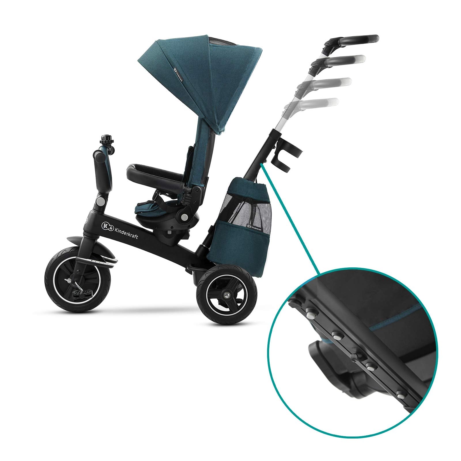 Kinderkraft EasyTwist 5-in-1 Convertible Toddler Tricycle & Baby Trike with 360° Swivel Seat, Parent Push Handle, 9 Months to 5 Years
