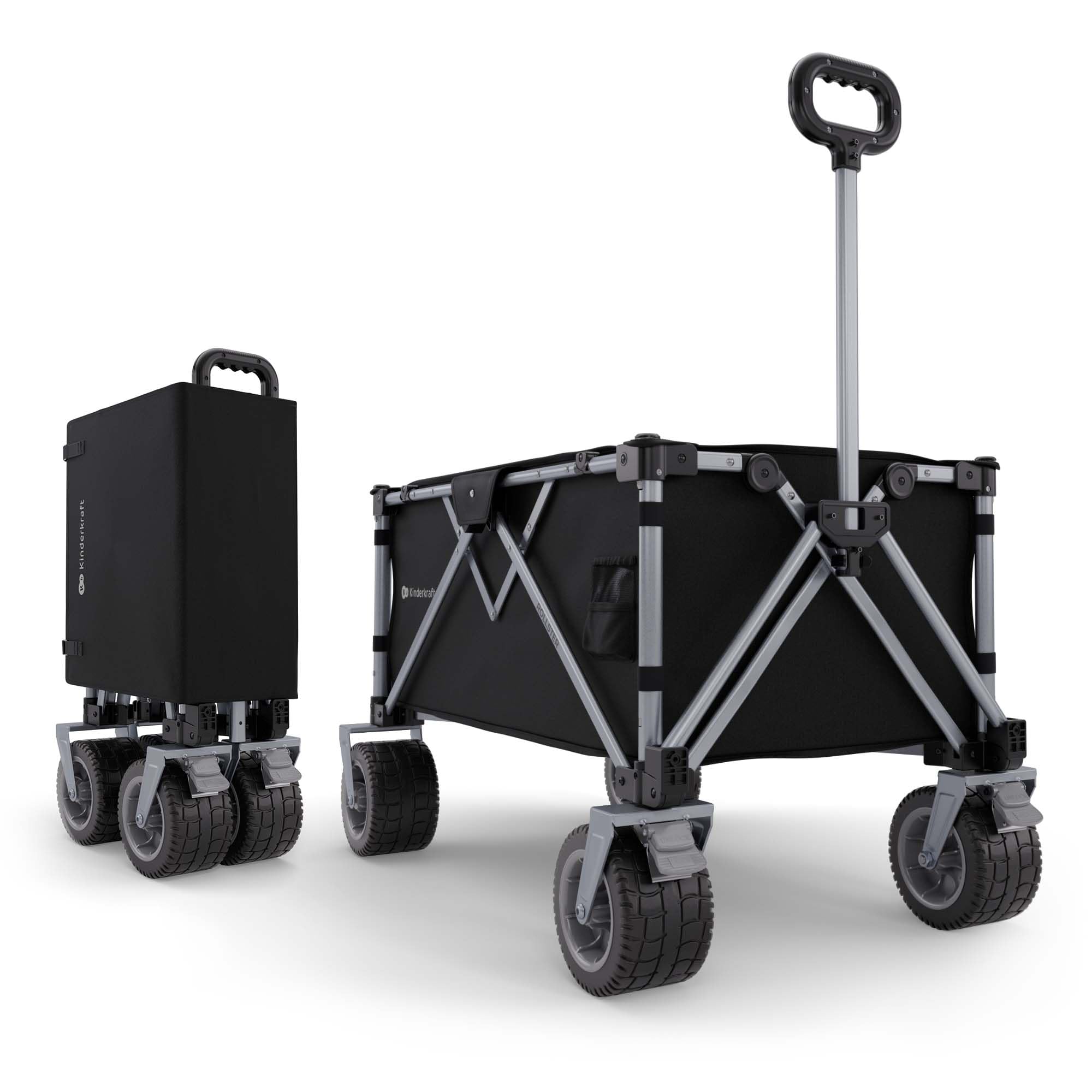 Kinderkraft Rollster Foldable All-Terrain Utility Wagon, Heavy-Duty Collapsible Folding Beach Wagon Cart, 34-Gallon Capacity, Holds 220 lbs