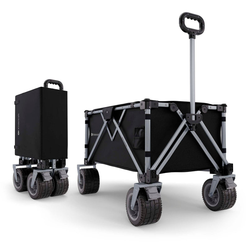 Kinderkraft Rollster Foldable All-Terrain Utility Wagon, Heavy-Duty Collapsible Folding Beach Wagon Cart, 34-Gallon Capacity, Holds 220 lbs