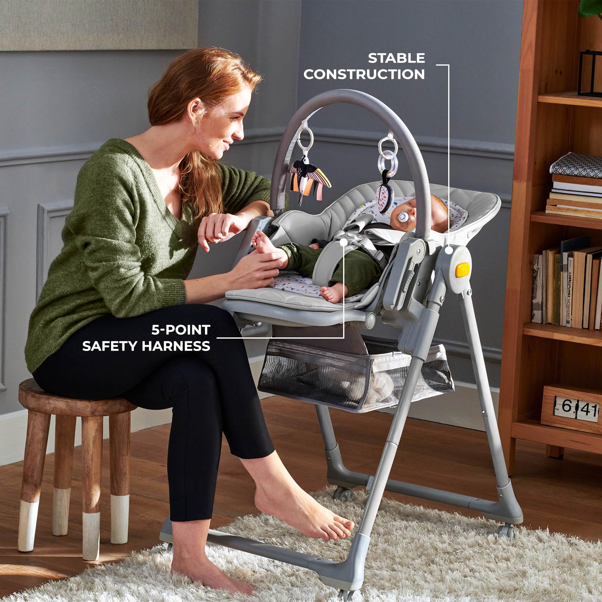 Kinderkraft Lastree 2-in-1 Convertible High Chair & Toddler Chair, Foldable Adjustable Baby Feeding Chair, 6 Months to 5 Years, Up to 33 lbs