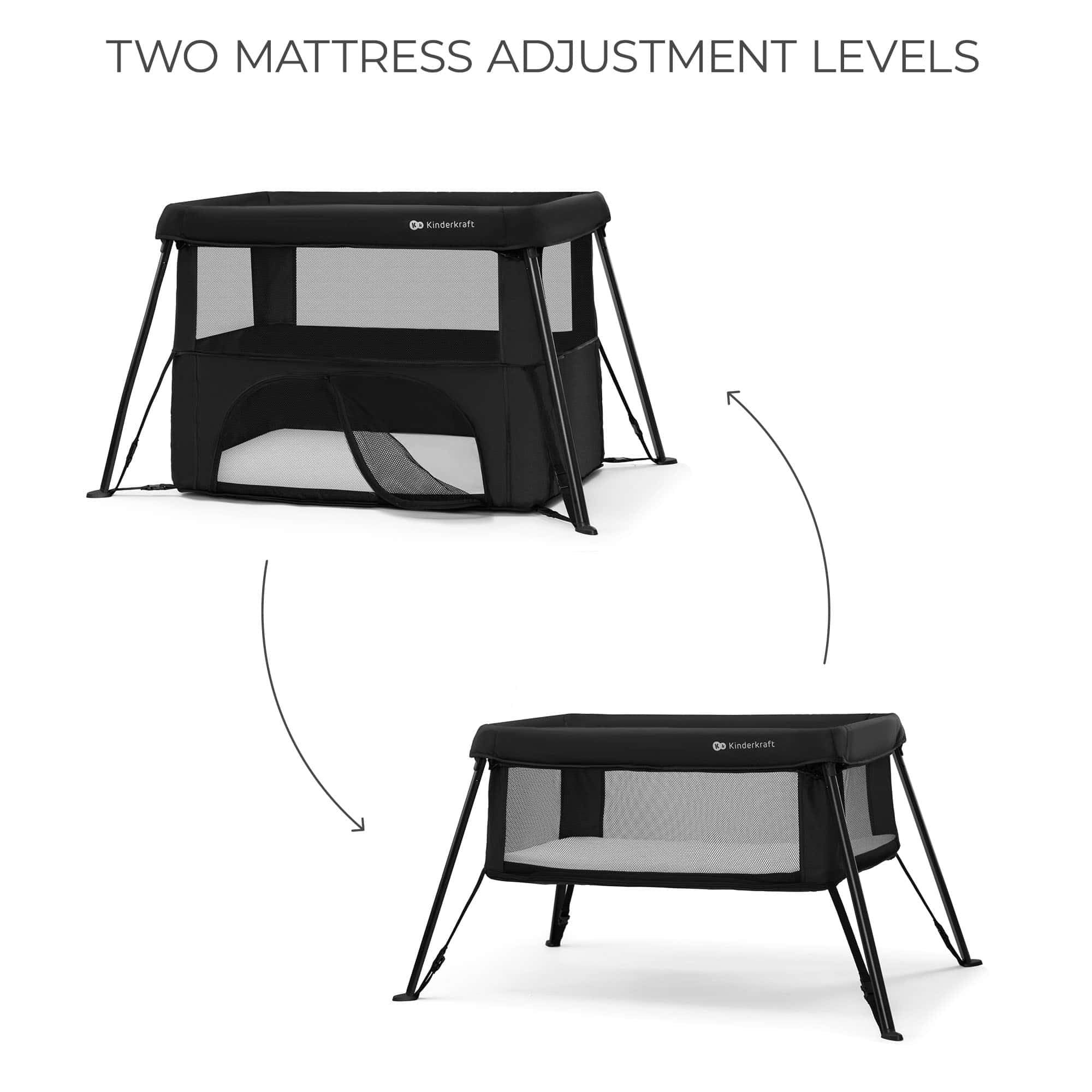 Kinderkraft Cami 3-in-1 Portable Travel Crib & Baby Playpen with Bassinet, Foldable Pack and Play for Newborn to 3 Years, Compact Fold