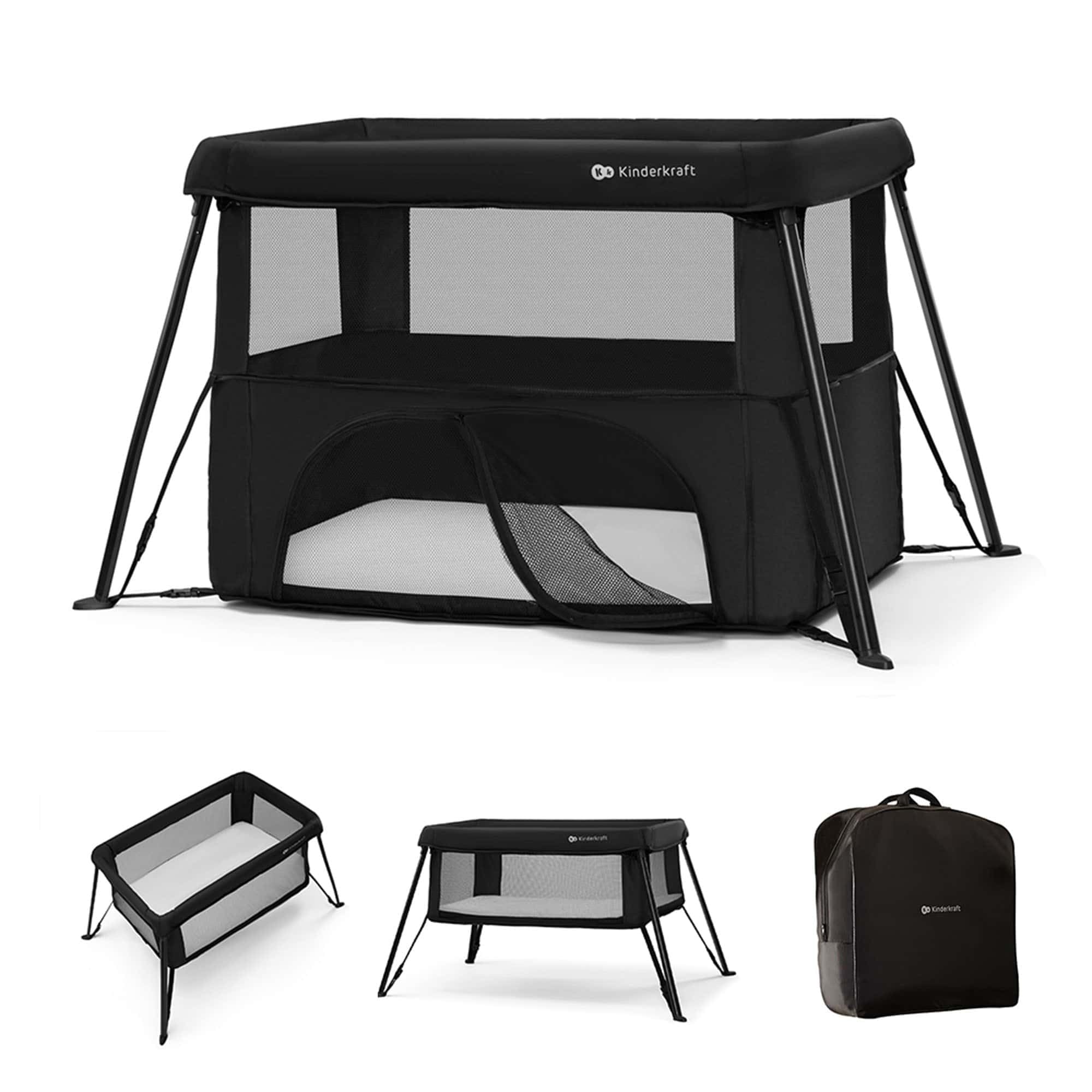 Kinderkraft Cami 3-in-1 Portable Travel Crib & Baby Playpen with Bassinet, Foldable Pack and Play for Newborn to 3 Years, Compact Fold