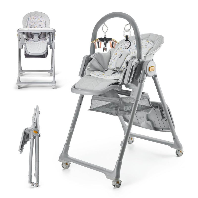 Kinderkraft Lastree 2-in-1 Convertible High Chair & Toddler Chair, Foldable Adjustable Baby Feeding Chair, 6 Months to 5 Years, Up to 33 lbs