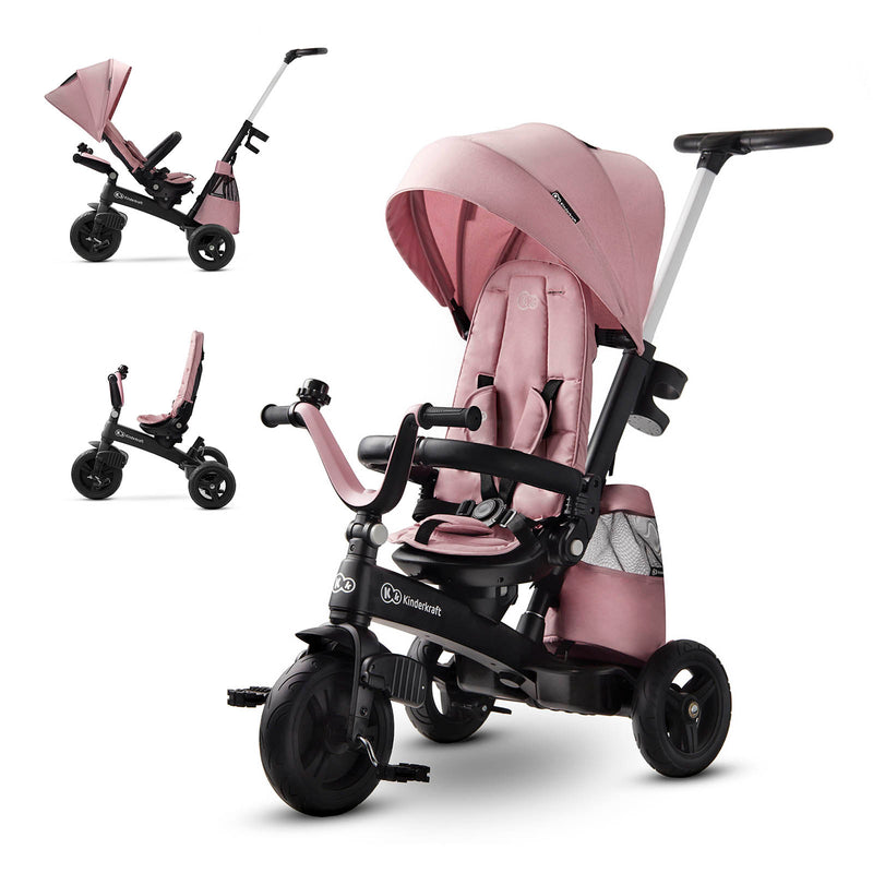 Kinderkraft EASYTWIST 5-in-1 Convertible Toddler Tricycle & Baby Trike with 360° Swivel Seat, Parent Push Handle, 9 Months to 5 Years