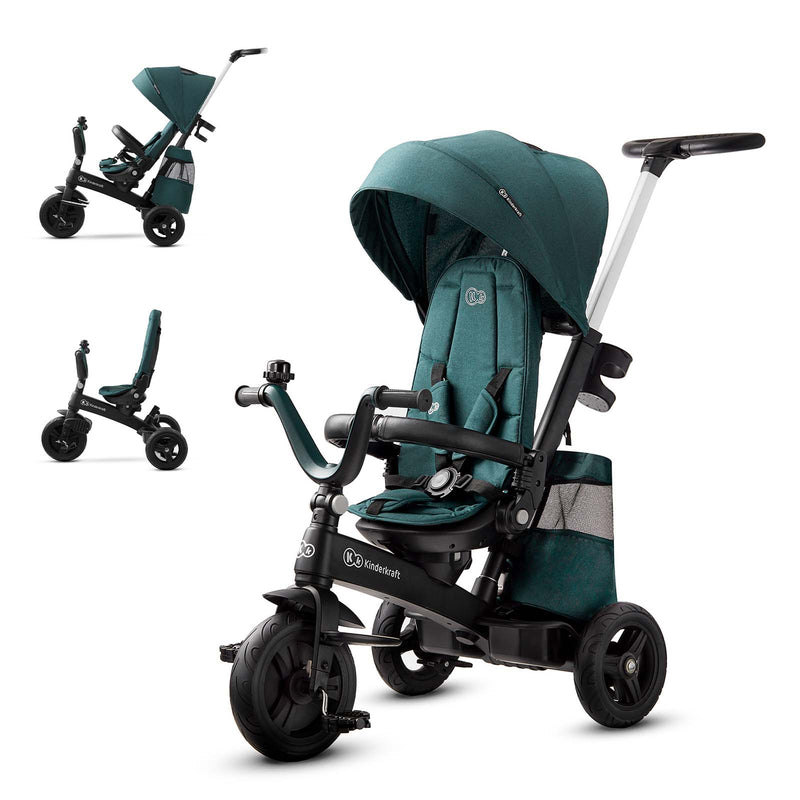 Kinderkraft EASYTWIST 5-in-1 Convertible Toddler Tricycle & Baby Trike with 360° Swivel Seat, Parent Push Handle, 9 Months to 5 Years
