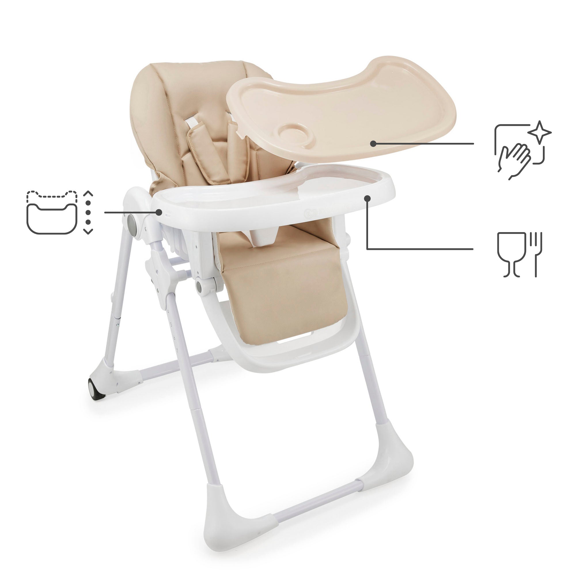 Kinderkraft Tummie adjustable height positions, Beige