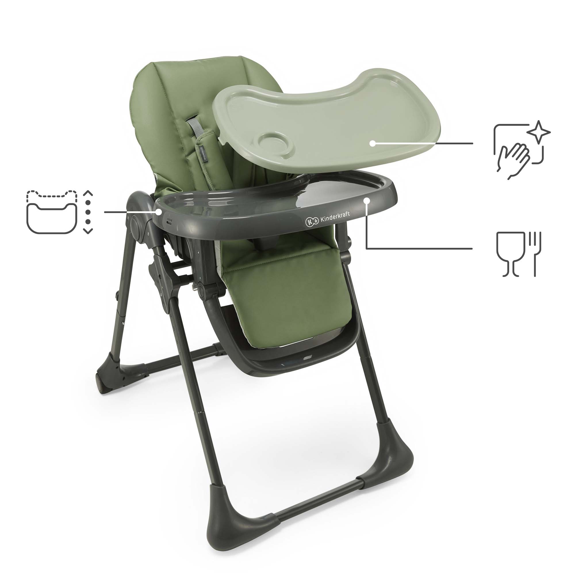 Kinderkraft Tummie adjustable height positions, Green