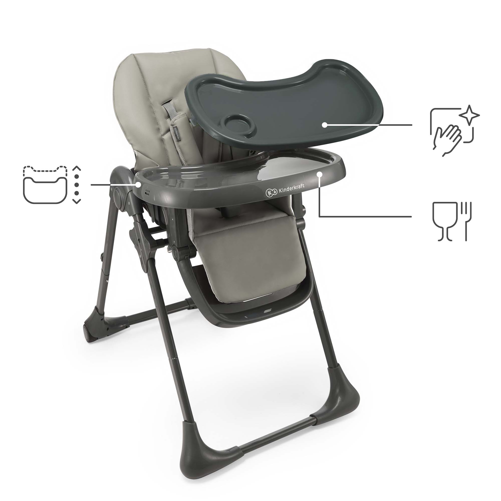 Kinderkraft Tummie adjustable height positions, Grey