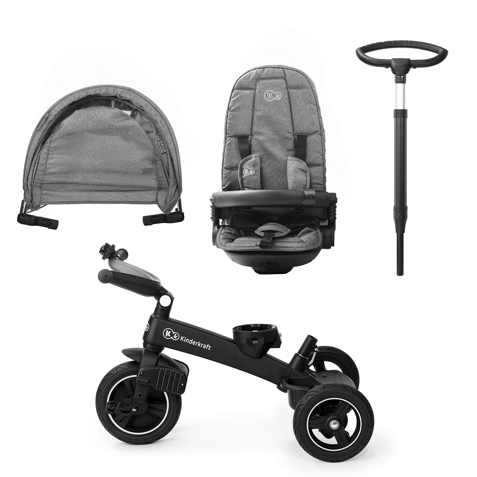 Kinderkraft EASYTWIST 5-in-1 Convertible Toddler Tricycle & Baby Trike with 360° Swivel Seat, Parent Push Handle, 9 Months to 5 Years