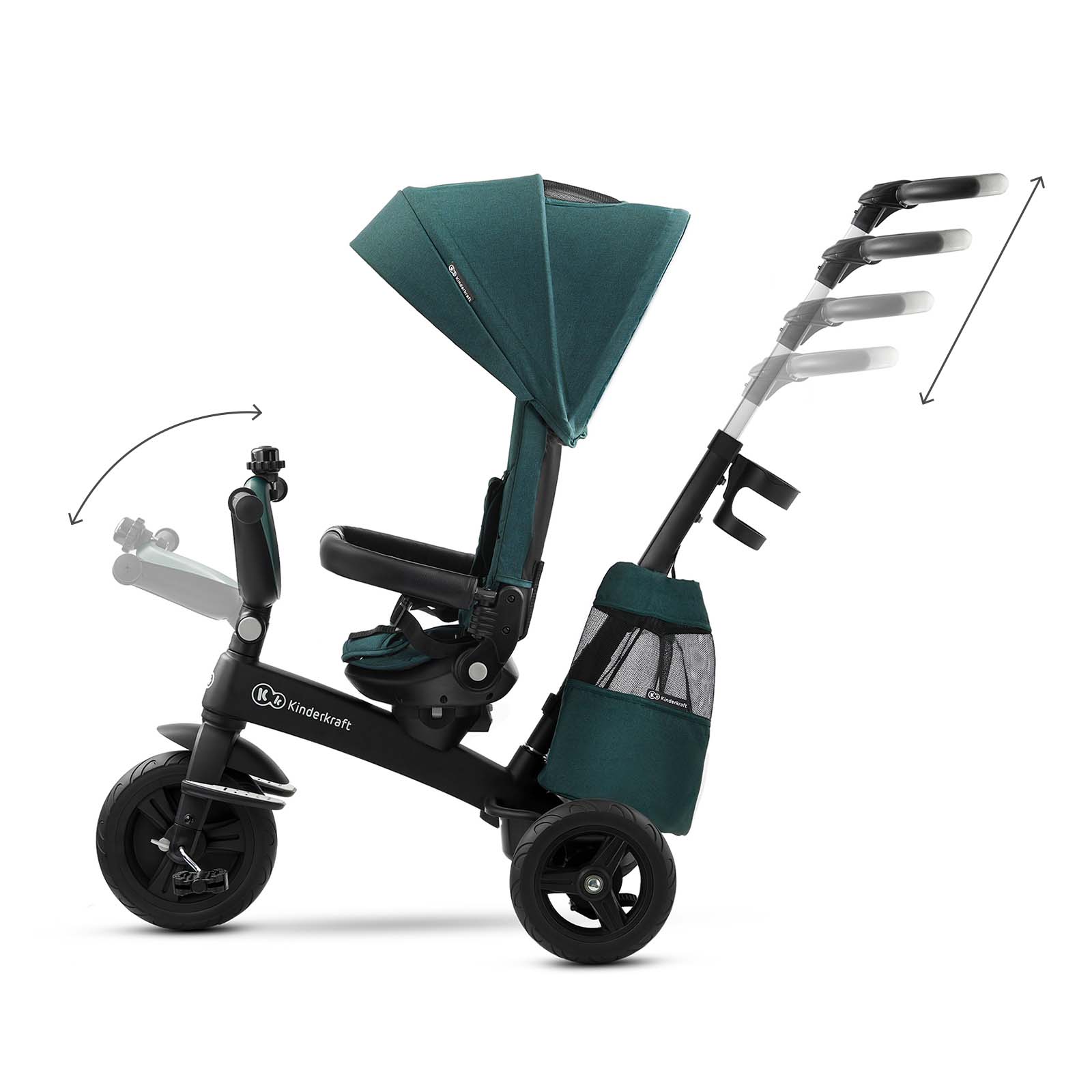 Kinderkraft EasyTwist 5-in-1 toddler tricycle – Green (view 6)
