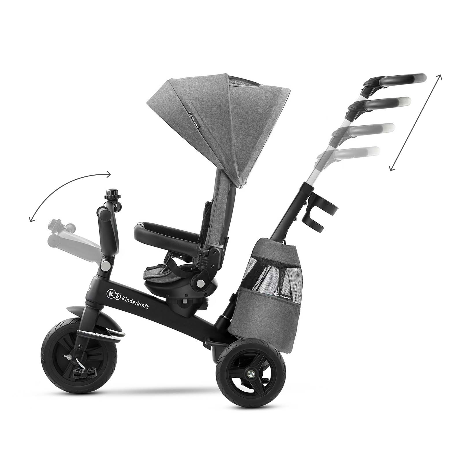 Kinderkraft EasyTwist 5-in-1 toddler tricycle – Grey (view 6)