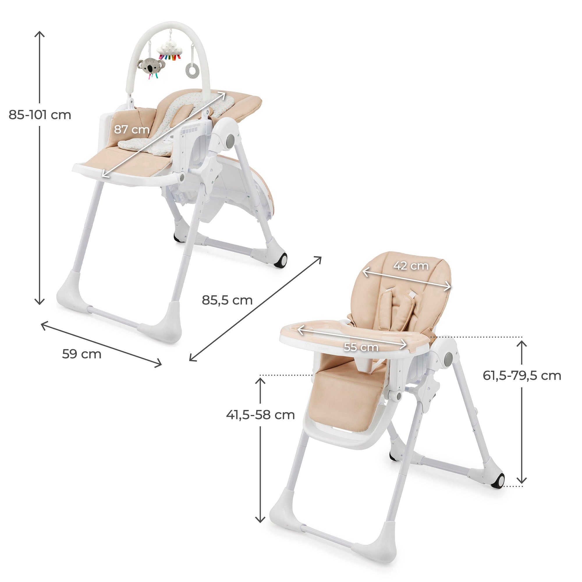 Kinderkraft Tummie dimensions, Beige