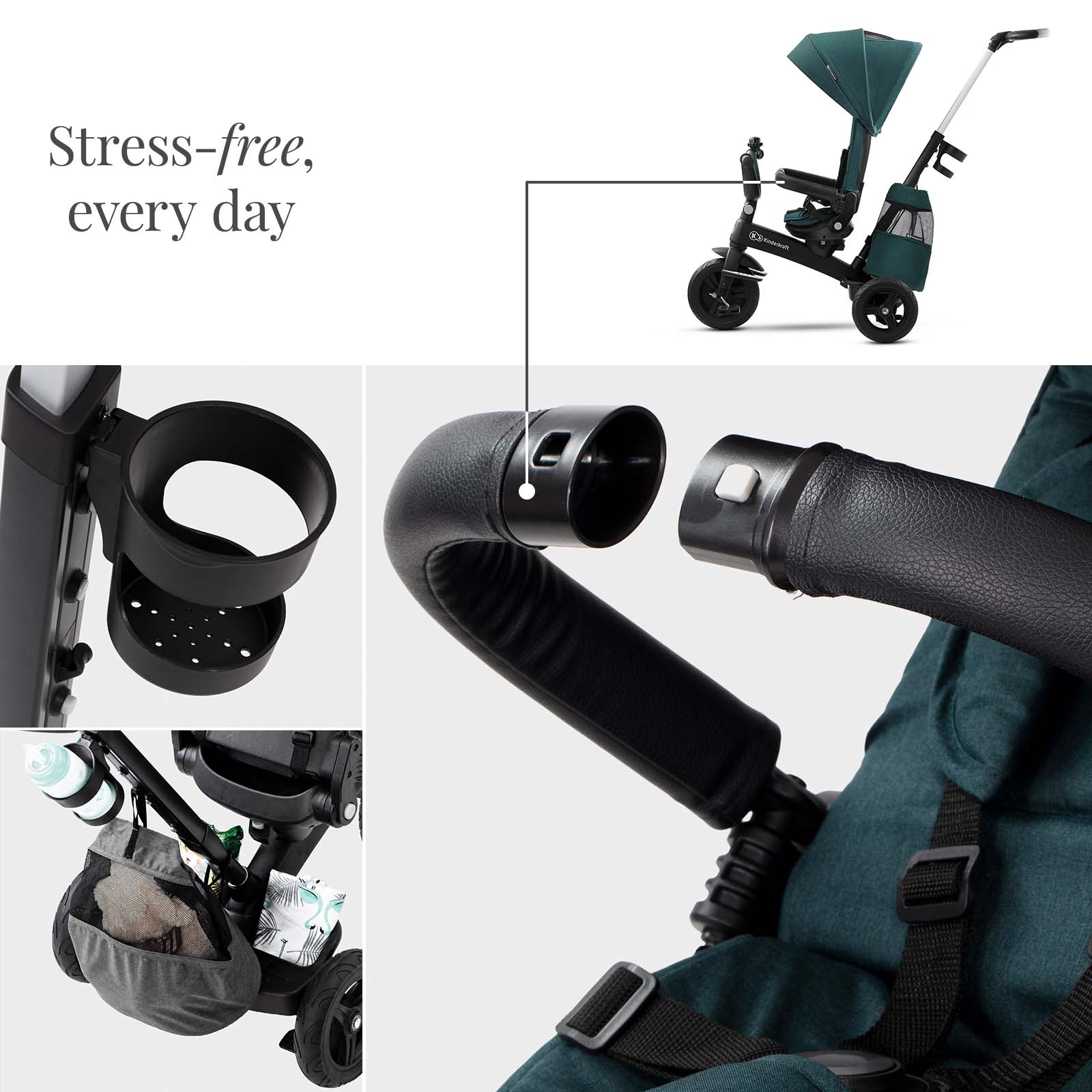 Kinderkraft EasyTwist 5-in-1 toddler tricycle – Green (view 9)