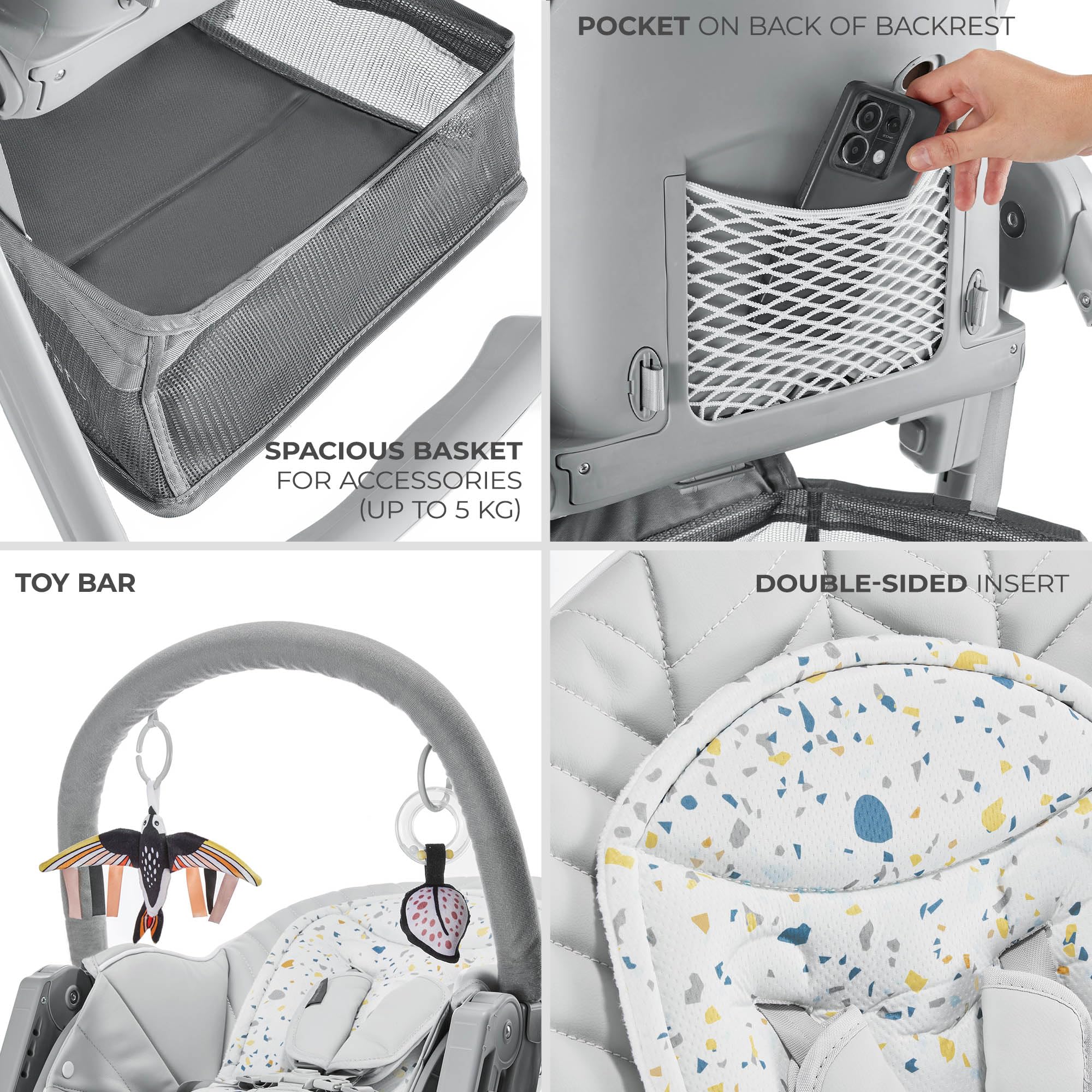 Kinderkraft Lastree 2-in-1 Convertible High Chair & Toddler Chair, Foldable Adjustable Baby Feeding Chair, 6 Months to 5 Years, Up to 33 lbs