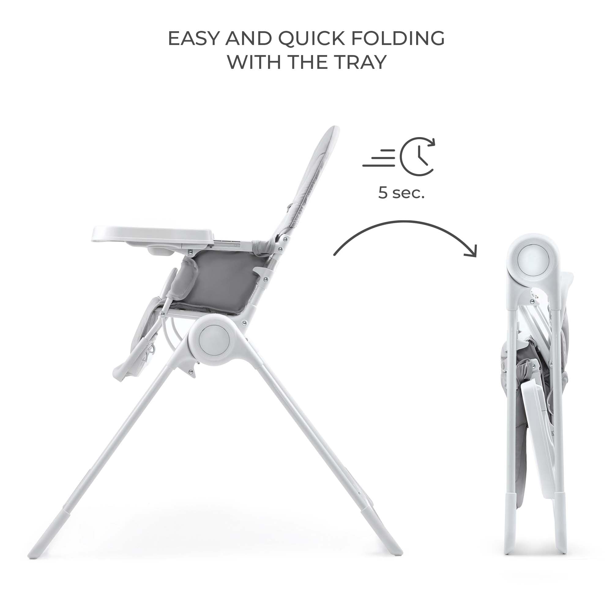 Kinderkraft BINCI Foldable Baby High Chair, Lightweight Space-Saving Toddler Feeding Chair, Only 11 lbs, 6 Months+