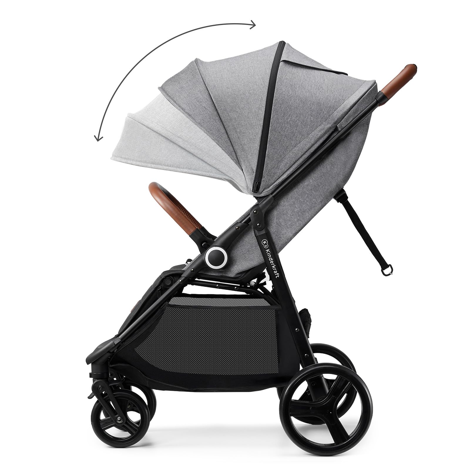 Kinderkraft Grande Plus Full-Size Convertible Baby Stroller with Lie-Flat Recline & Reversible Seat, One-Hand Fold, Newborn to 48 lbs