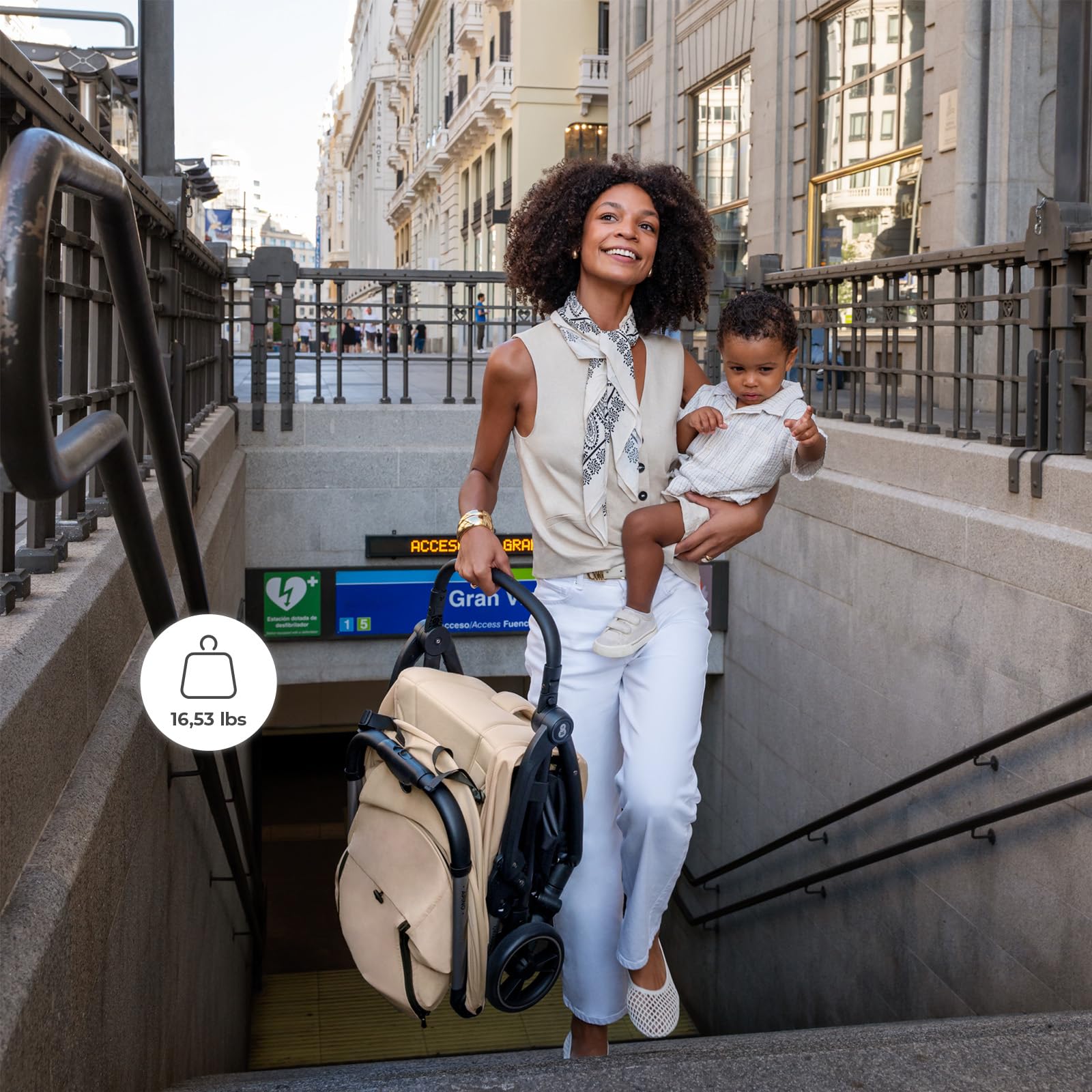 Kinderkraft APINO Compact Lightweight Baby Stroller, Auto-Fold Travel Stroller for Toddler, Only 16 lbs, Up to 48 lbs