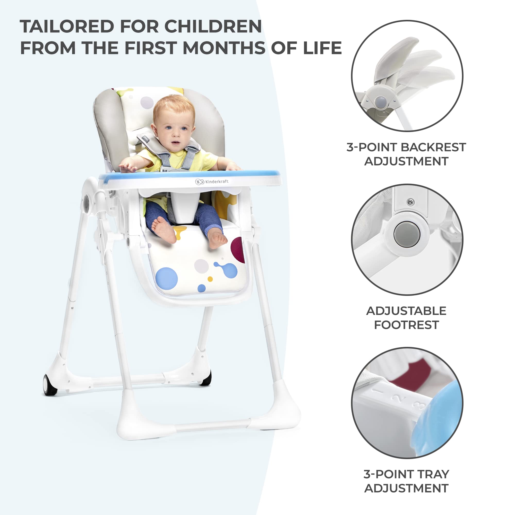 Kinderkraft Yummy high chair, Gray