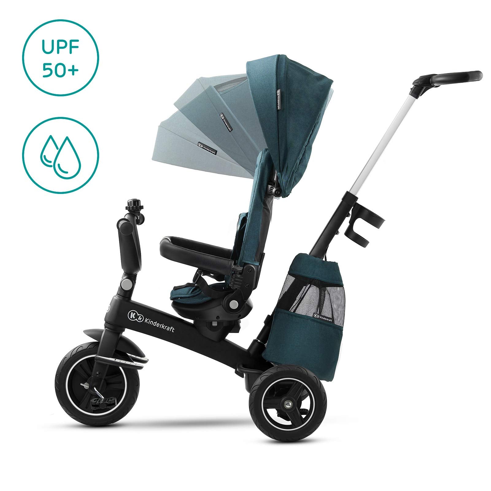 Kinderkraft EasyTwist 5-in-1 Convertible Toddler Tricycle & Baby Trike with 360° Swivel Seat, Parent Push Handle, 9 Months to 5 Years