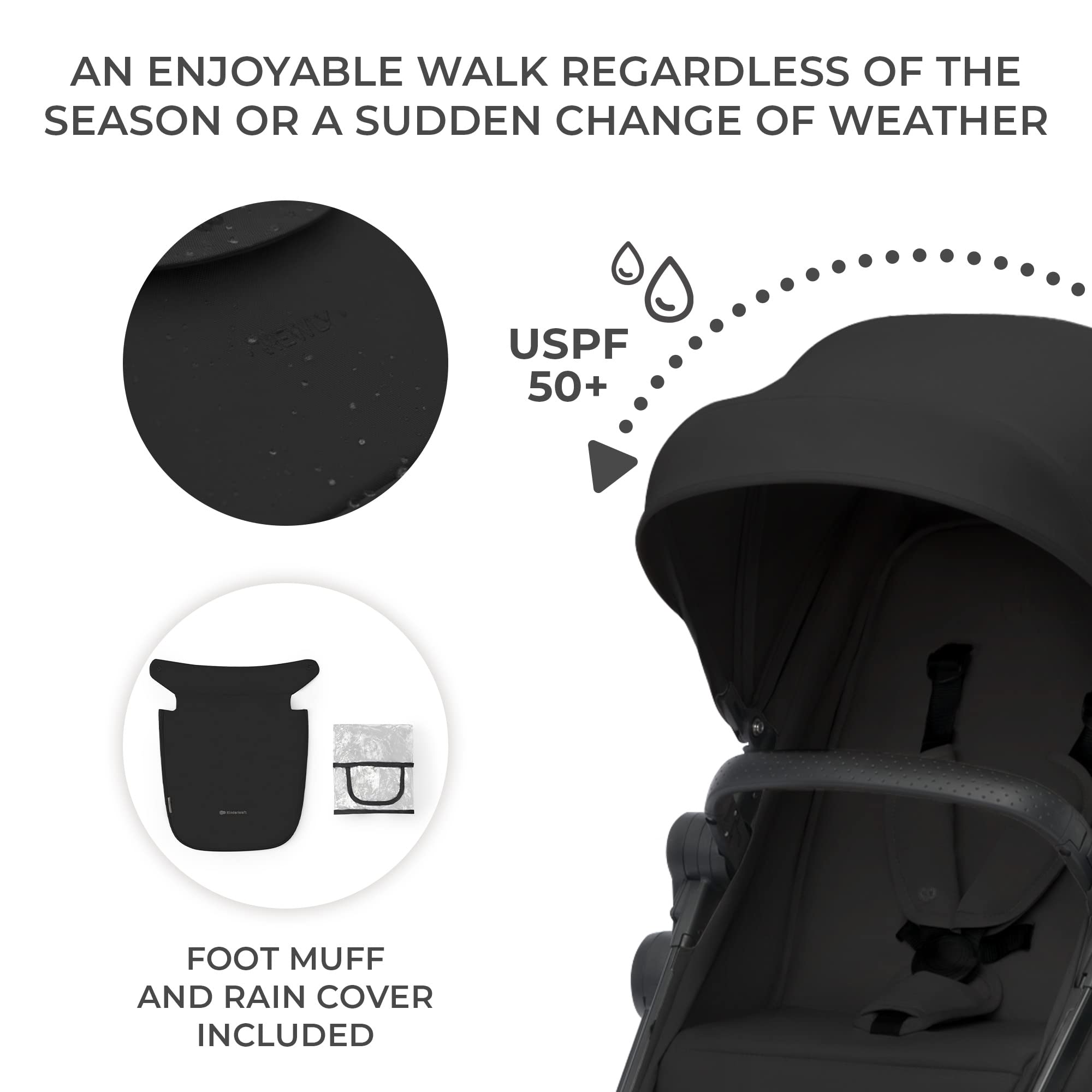 Kinderkraft Newly 2-in-1 Convertible Baby Stroller, Reversible Bassinet Pramette for Infant to Toddler, One-Hand Fold, Up to 48 lbs, Gray