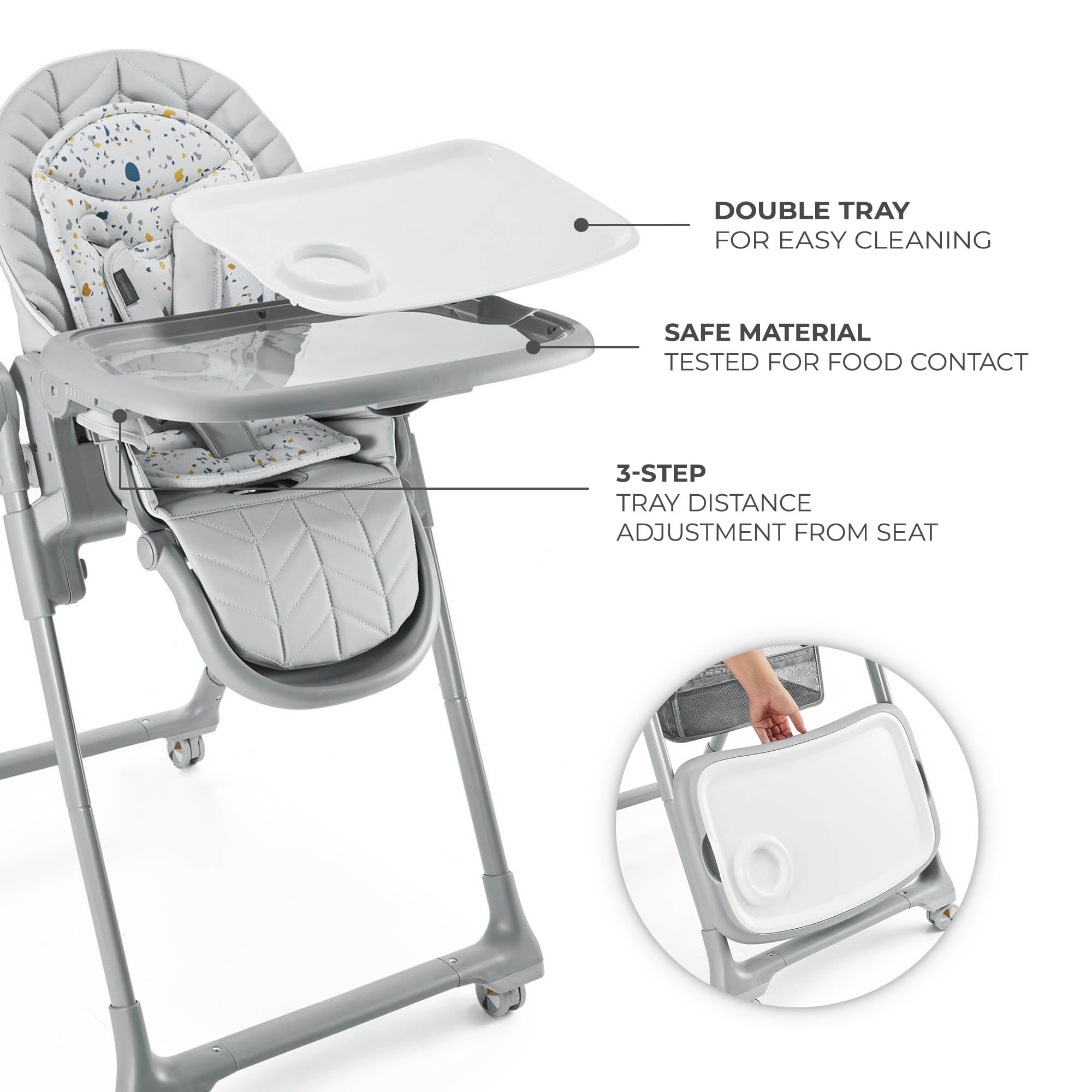 Kinderkraft Lastree 2-in-1 Convertible High Chair & Toddler Chair, Foldable Adjustable Baby Feeding Chair, 6 Months to 5 Years, Up to 33 lbs