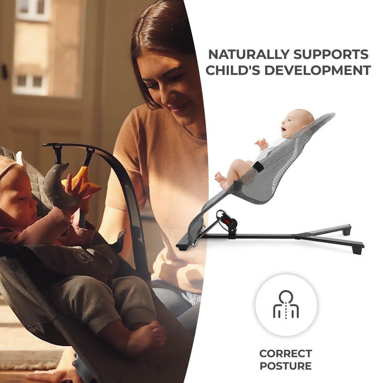 Kinderkraft MIMI Portable Baby Bouncer Seat with Self-Rocking Motion, Foldable Infant Bouncer for Newborn, Up to 13 lbs