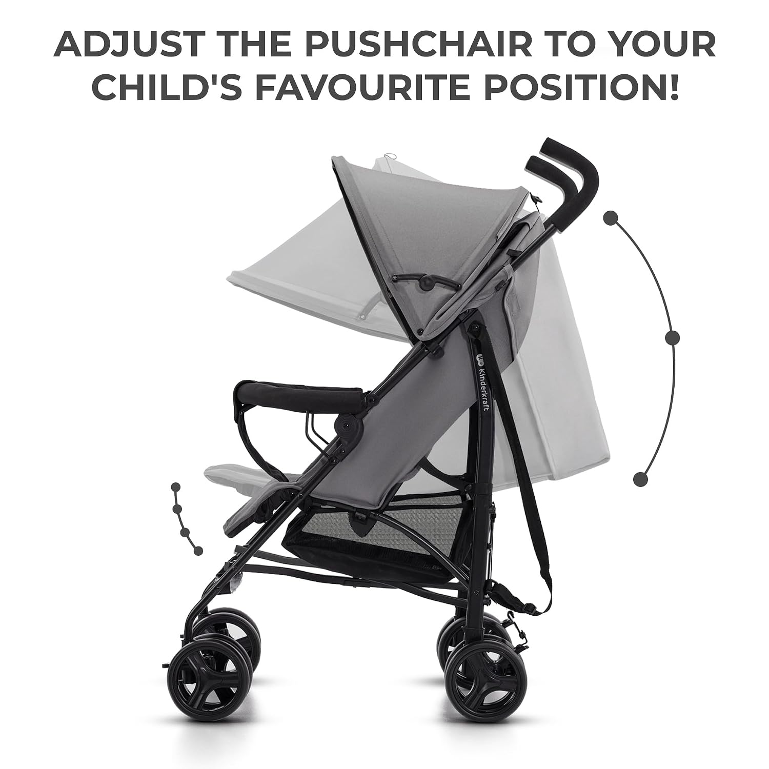 Kinderkraft TIK stroller side profile with expandable hood