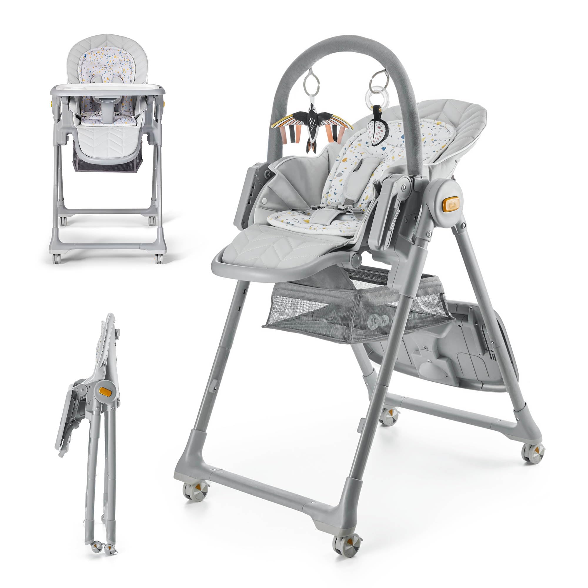 Kinderkraft Lastree 2-in-1 Convertible High Chair & Toddler Chair, Foldable Adjustable Baby Feeding Chair, 6 Months to 5 Years, Up to 33 lbs