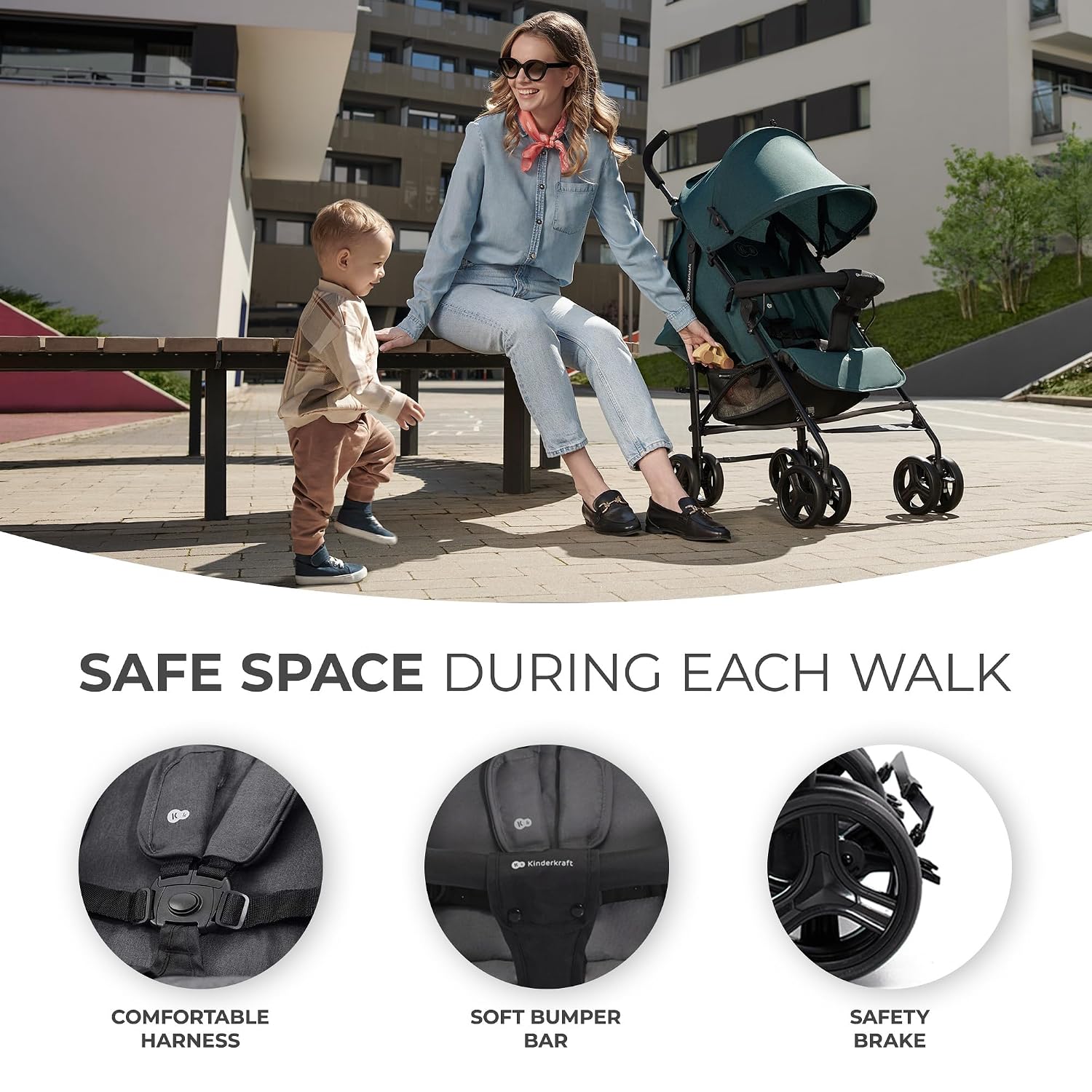 Kinderkraft TIK stroller EVA wheels and lockable swivel