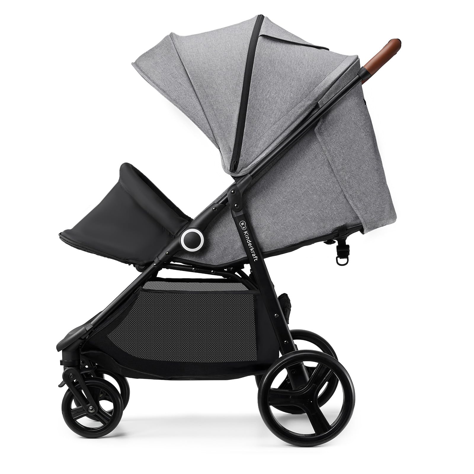 Kinderkraft Grande Plus Full-Size Convertible Baby Stroller with Lie-Flat Recline & Reversible Seat, One-Hand Fold, Newborn to 48 lbs