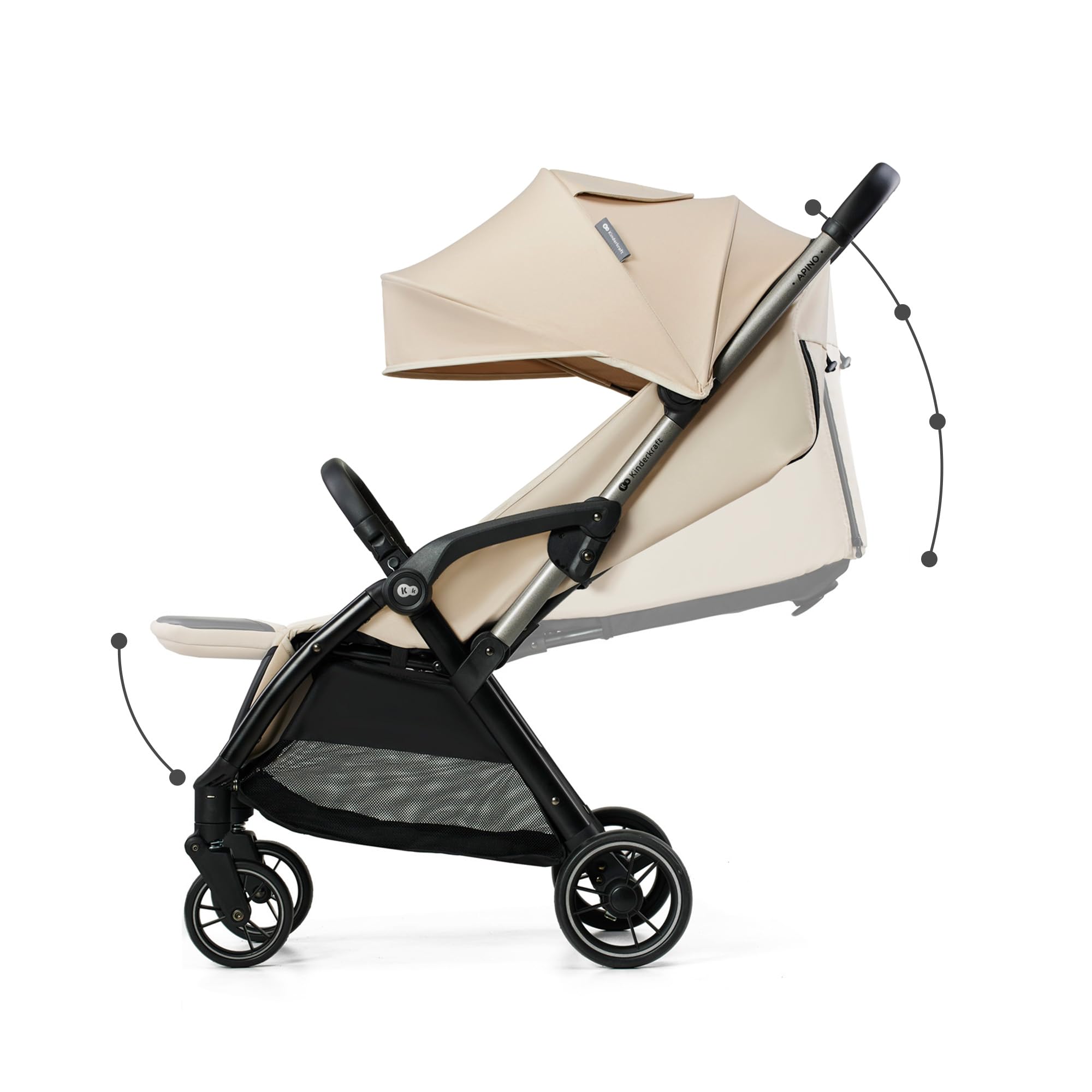 Kinderkraft APINO Compact Lightweight Baby Stroller, Auto-Fold Travel Stroller for Toddler, Only 16 lbs, Up to 48 lbs