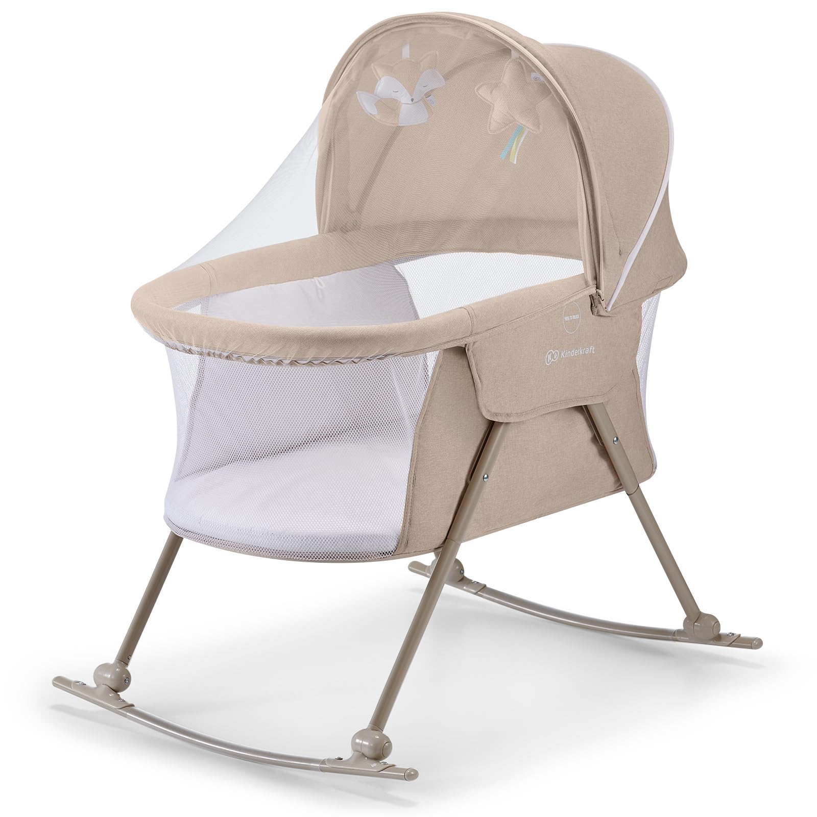 Kinderkraft Lovi Portable Travel Bassinet & Bedside Co-Sleeper Crib, Foldable, Up to 20 lbs