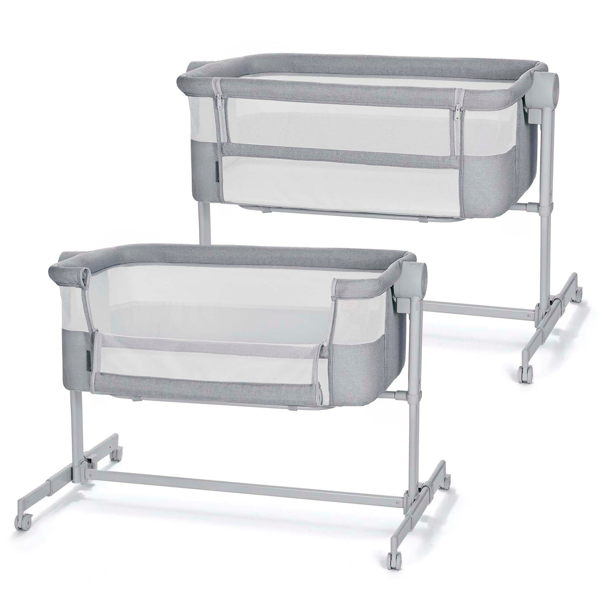 Kinderkraft NESTEE UP 2 Bedside Crib & Co-Sleeper Bassinet, Adjustable 5-Stage Height with Breathable Mesh Sides, Newborn to 20 lbs