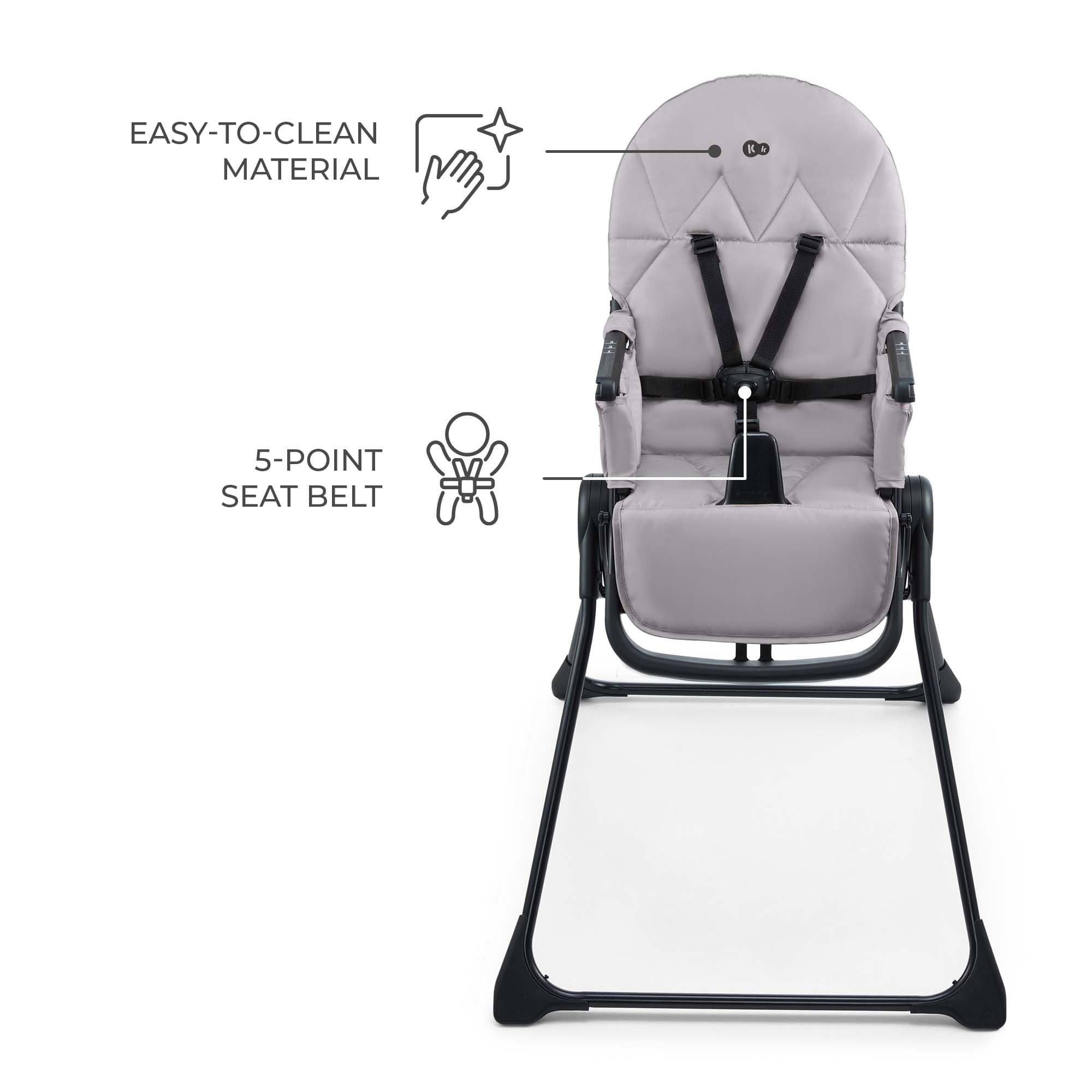Kinderkraft BINCI Foldable Baby High Chair, Lightweight Space-Saving Toddler Feeding Chair, Only 11 lbs, 6 Months+