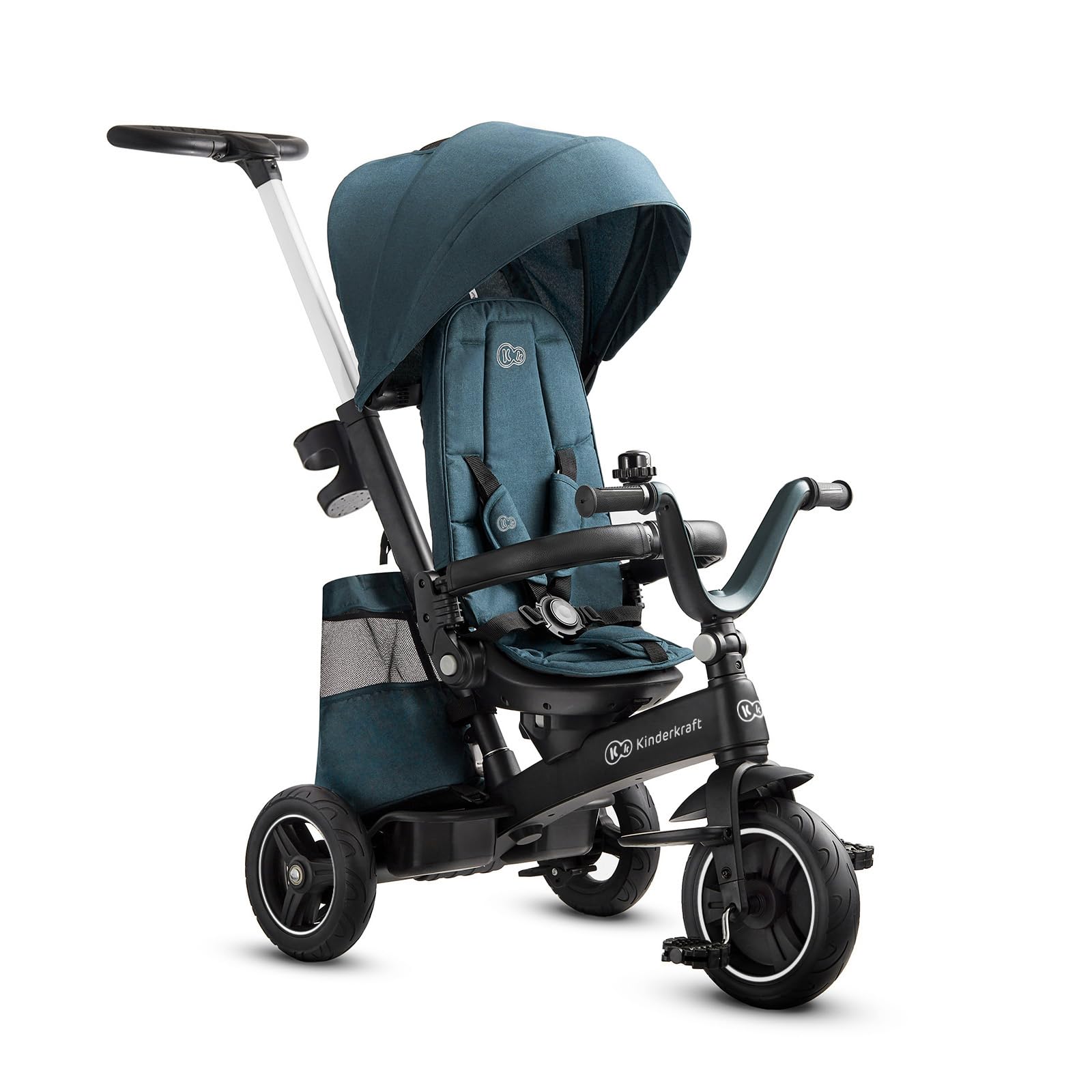 Kinderkraft EasyTwist 5-in-1 Convertible Toddler Tricycle & Baby Trike with 360° Swivel Seat, Parent Push Handle, 9 Months to 5 Years
